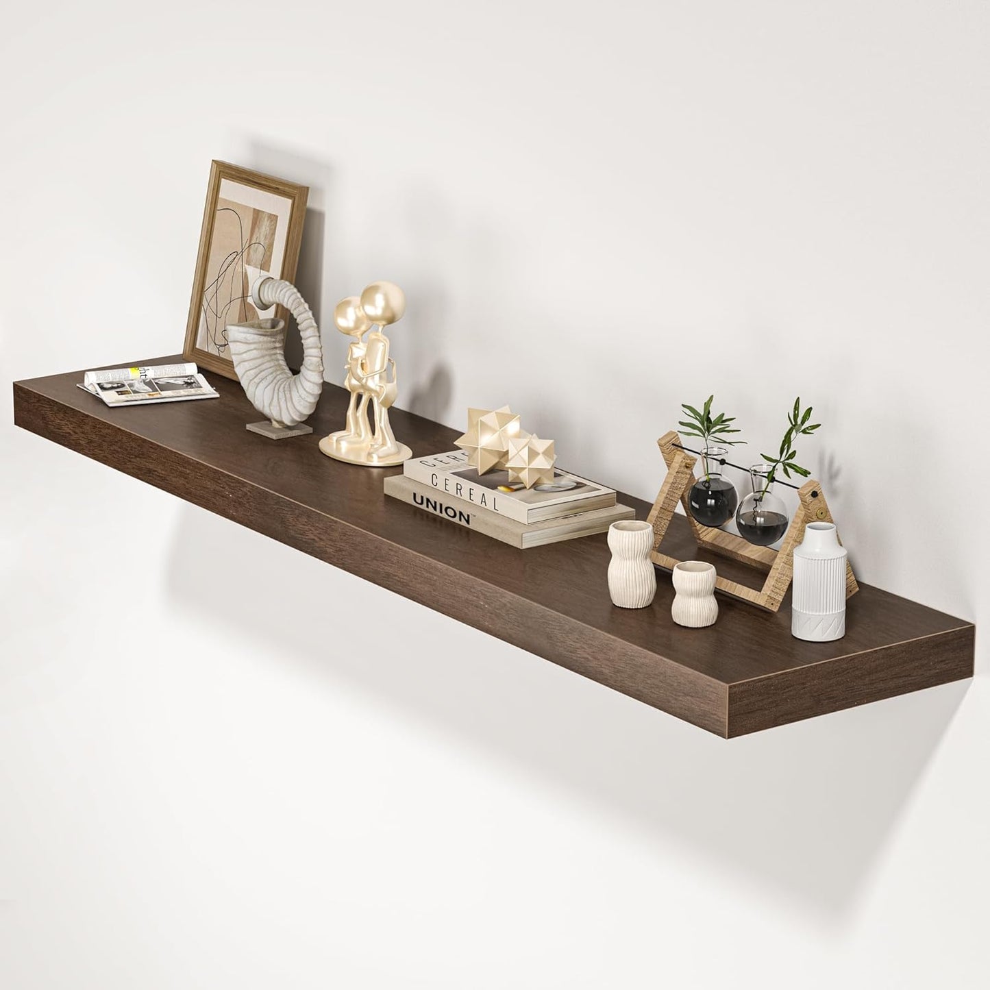 Floating Shelves for Wall, 48" W x 9.3" D x 1.5" H, Wooden Wall Mounted Display Shelves with