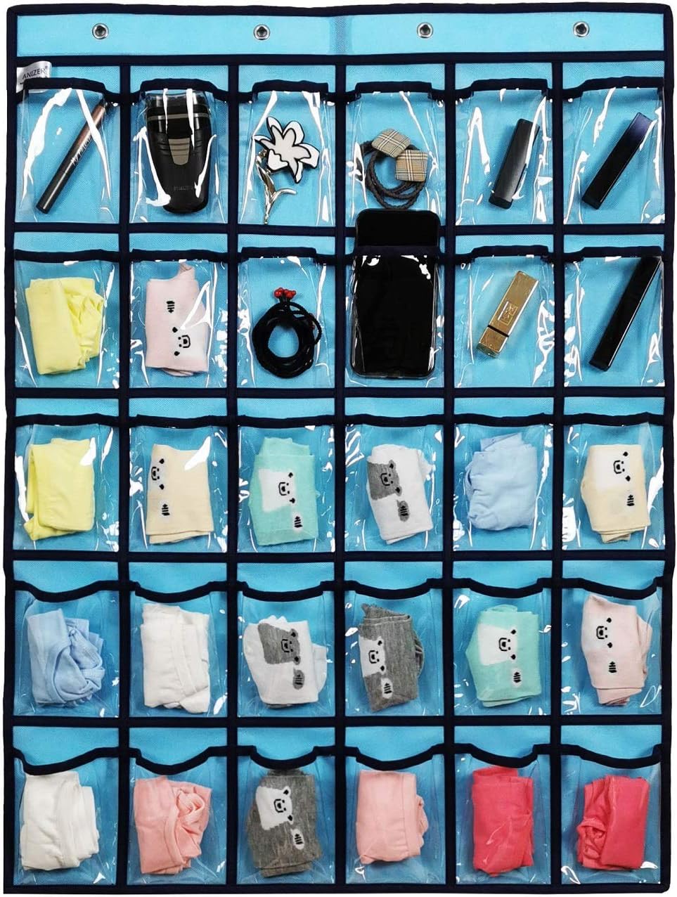 Classroom Pocket Chart for Phone Calculator Holder Over The Door Hanging Closet Jewelry Organizer