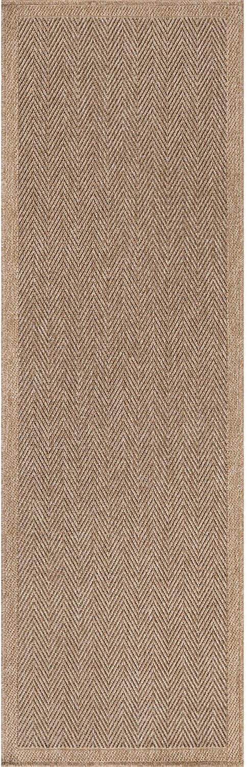 CAMILSON Indoor and Outdoor Runner Rug Natural Herringbone Seagrass Boho Design Easy-Cleaning Non