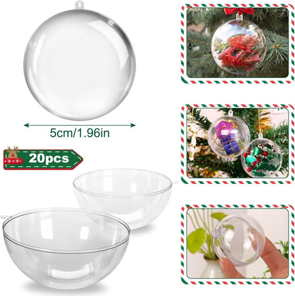 20PCS Christmas Ornaments,5CM Clear Plastic Ornaments Balls,Clear Christmas Ornament for