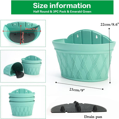 Sungmor Wall Hanging Planters,11.5 Inch Hanging Flower Pots for Railing Fence - Indoor Outdoor