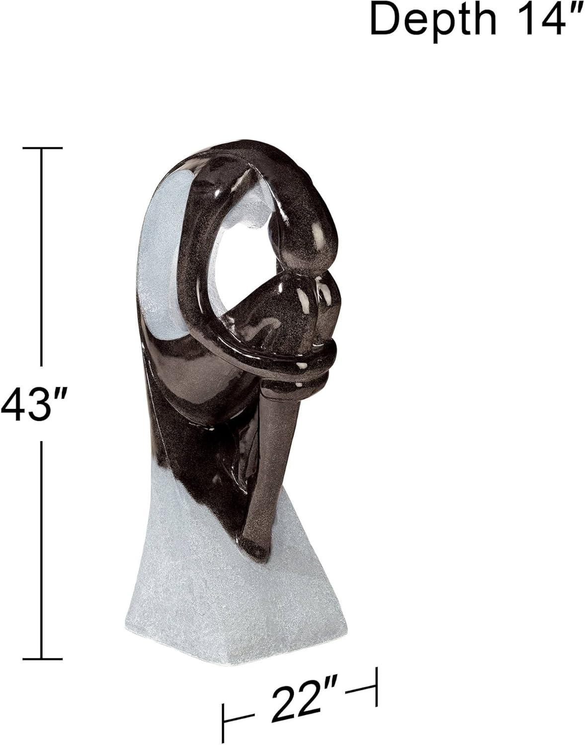 Graceful Form 43" High Large Modern Zen Indoor Outdoor Decor Resin Floor Fountain with Light LED