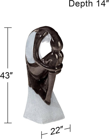Graceful Form 43" High Large Modern Zen Indoor Outdoor Decor Resin Floor Fountain with Light LED