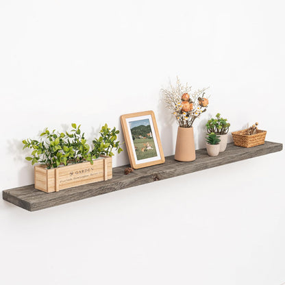 Solid Wood Floating Shelves, 8" Deep Rustic Reclaimed Barnwood Wall Hanging Floating Shelf with