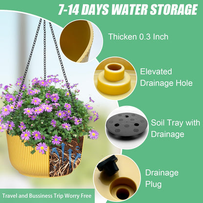 Hanging Planters 9/10/11 Inch for Indoor Plants, 3 Pack Plant Hanger Outdoor with Drainage Holes