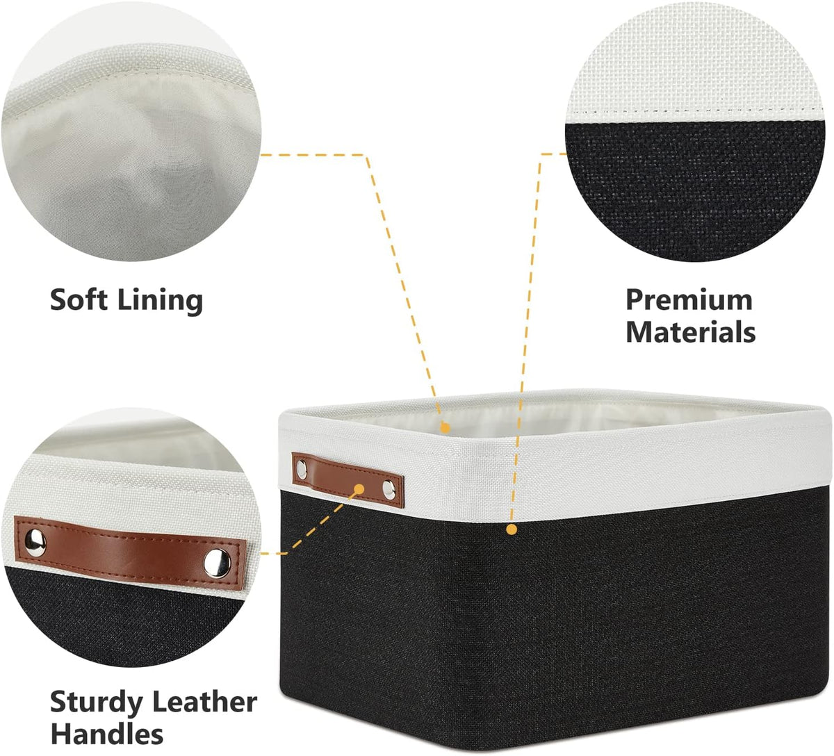 DULLEMELO Canvas Storage Bin with Handles, Fabric Bins for Shelves, Bedroom, Office,Nursery,Fabric