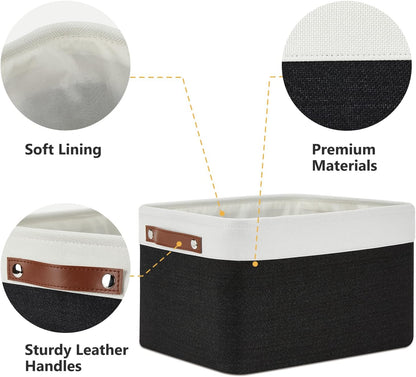 DULLEMELO Canvas Storage Bin with Handles, Fabric Bins for Shelves, Bedroom, Office,Nursery,Fabric