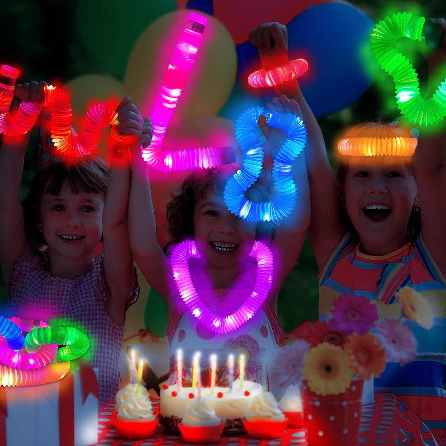 Halloween Glow Sticks Toys Gifts for Toddlers-6 PCS Light Up Pop Tube Party Favors for Kids,LED