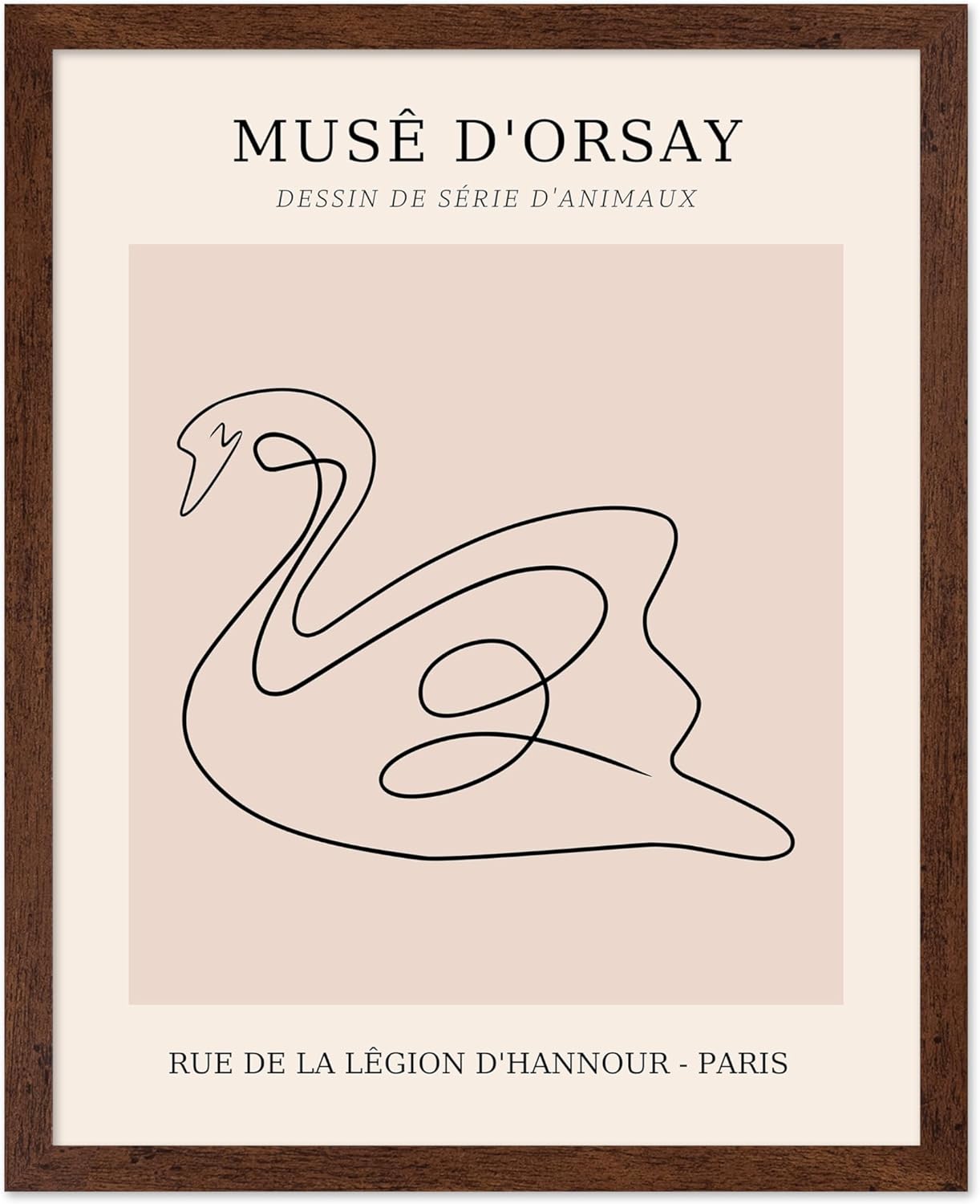 Poster Master Vintage Poster - Retro One Line Swan Drawing Print - Swan Art - Bird Art - Minimal