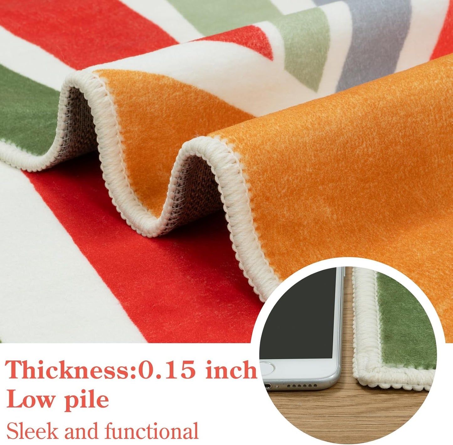 STARUIA Boho Machine Washable 6x9 Area Rugs for Living Room, Soft Non-Slip Large Sun Rainbow