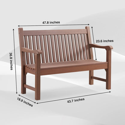Psilvam Garden Bench, 2-Person Poly Lumber Patio Bench, All-Weather Outdoor Bench That Never Rot