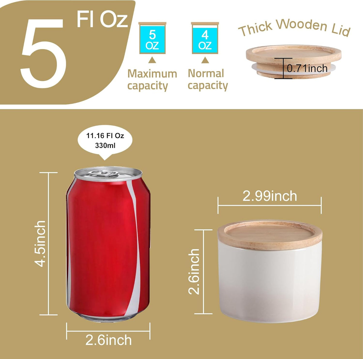 Sweejar Kitchen Canisters Ceramic Food Storage Jar, Stackable Containers with Airtight Seal Wooden