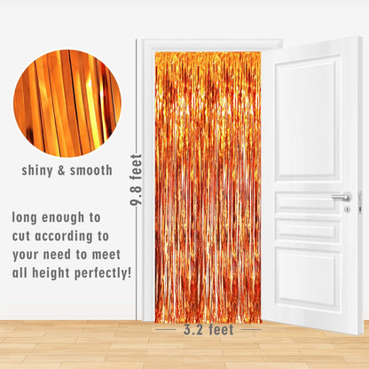 GOER 3.2 ft x 8.2 ft Metallic Tinsel Foil Fringe Curtains Party Photo Backdrop Party Streamers for