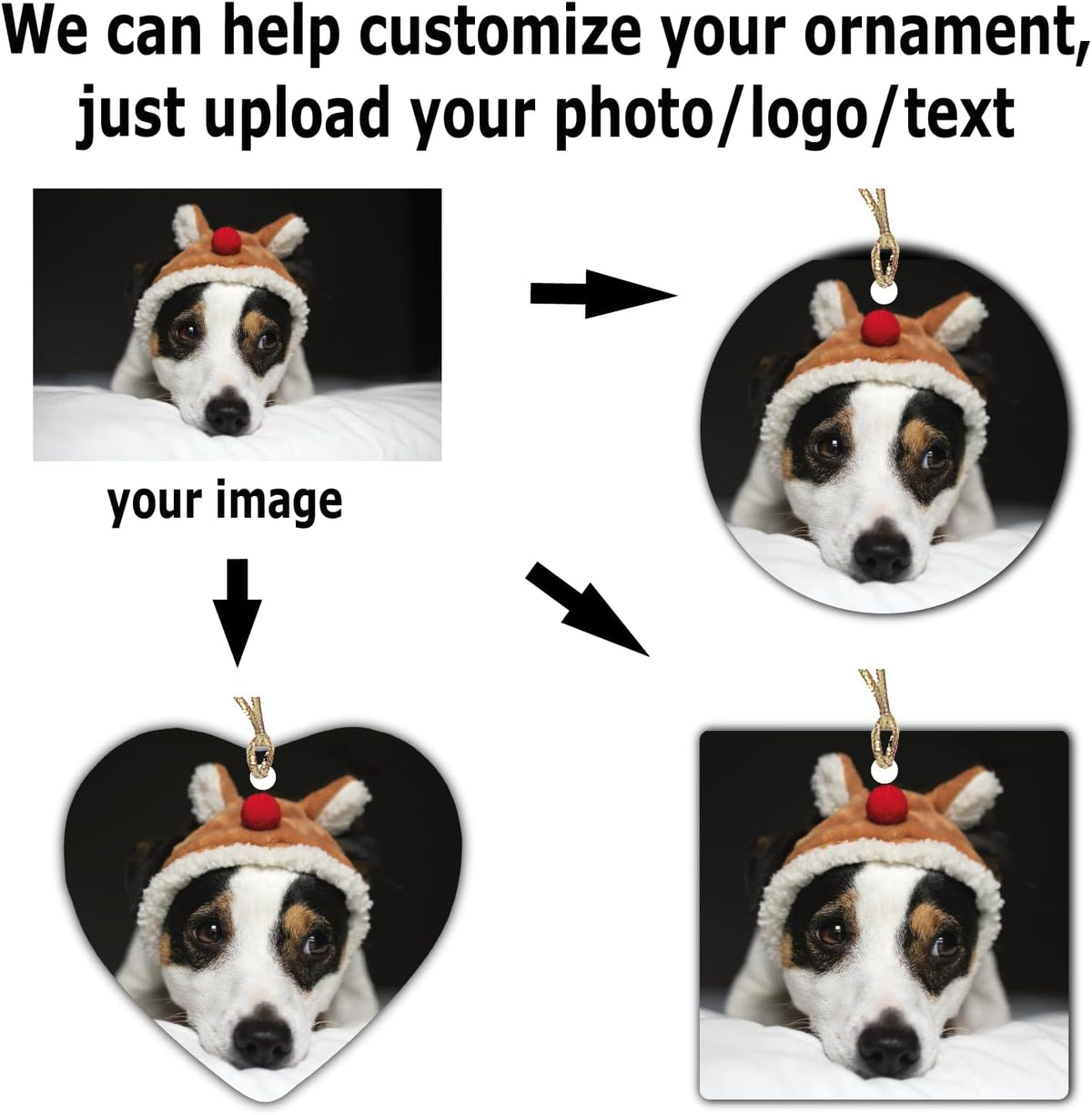 Personalized Ornament, Add Photo Text or Art Design and Make Your own Customized Porcelain Ceramic