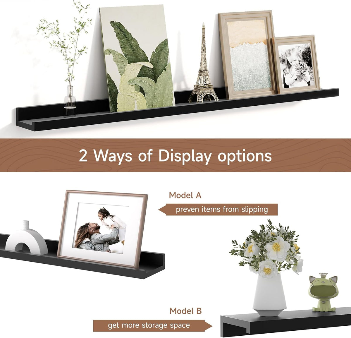 Picture Ledge Shelf for Wall, Floating Shelves Set of 4, 36 Inch Long Nursery Book Shelves for Toys