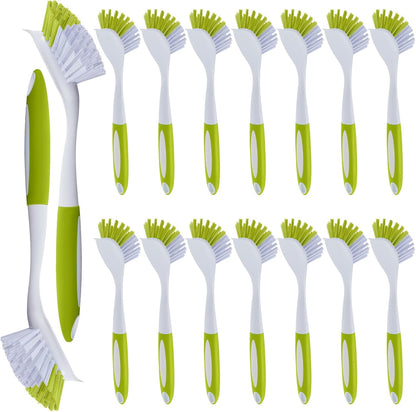 Hsei 20 Pcs Light Green Kitchen Scrub Dish Brush Bulk with 11 Inch Anti Slip Handle Cleaning Dish