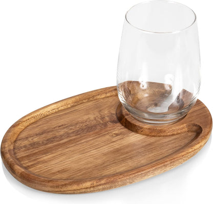 PICNIC TIME TOSCANA -Wine Appetizer Plates, Cocktail Plate with Glass Holder, Cheese Board with