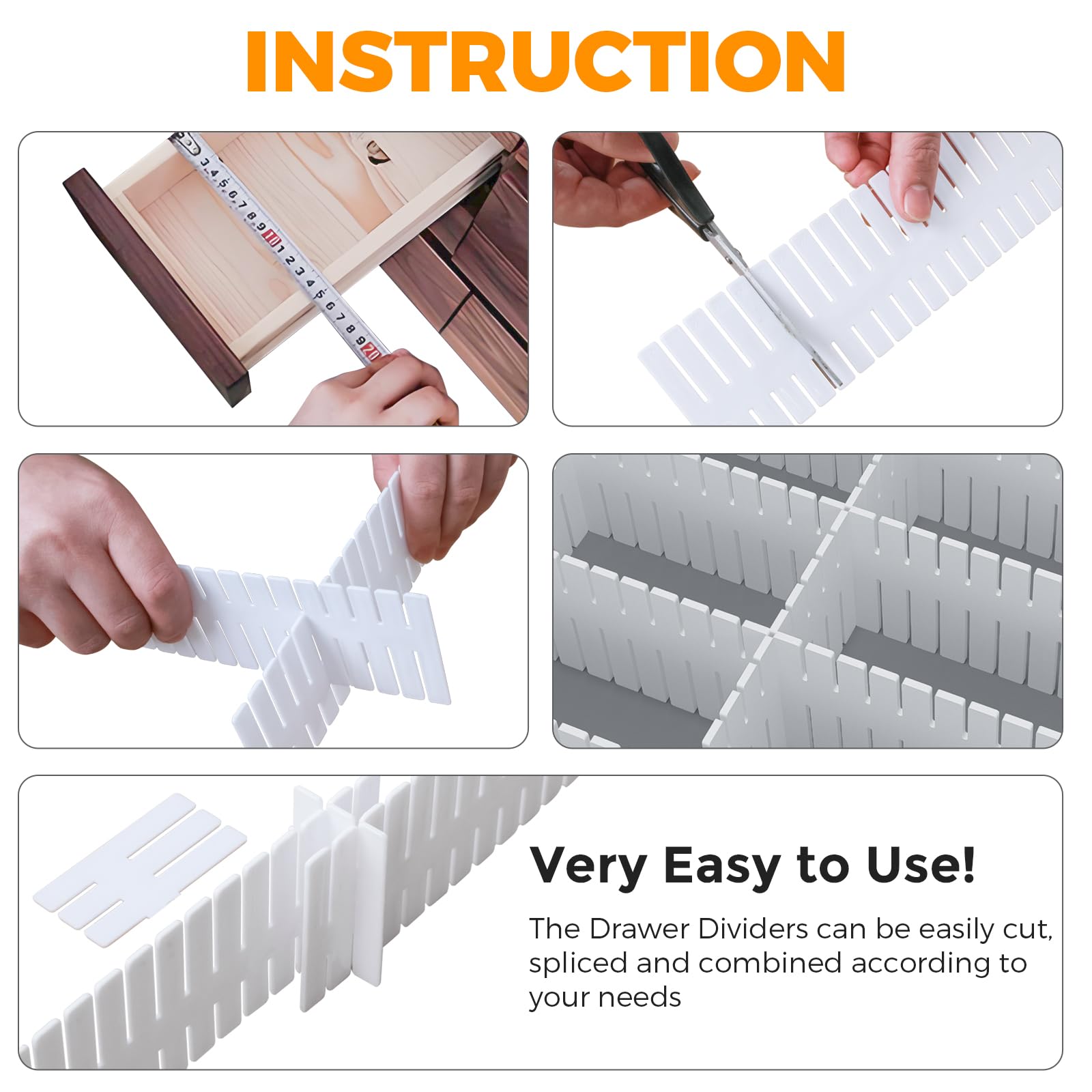 ALBAD Plastic Drawer Dividers Adjustable Drawer Organizer Dividers Separator for Tidying