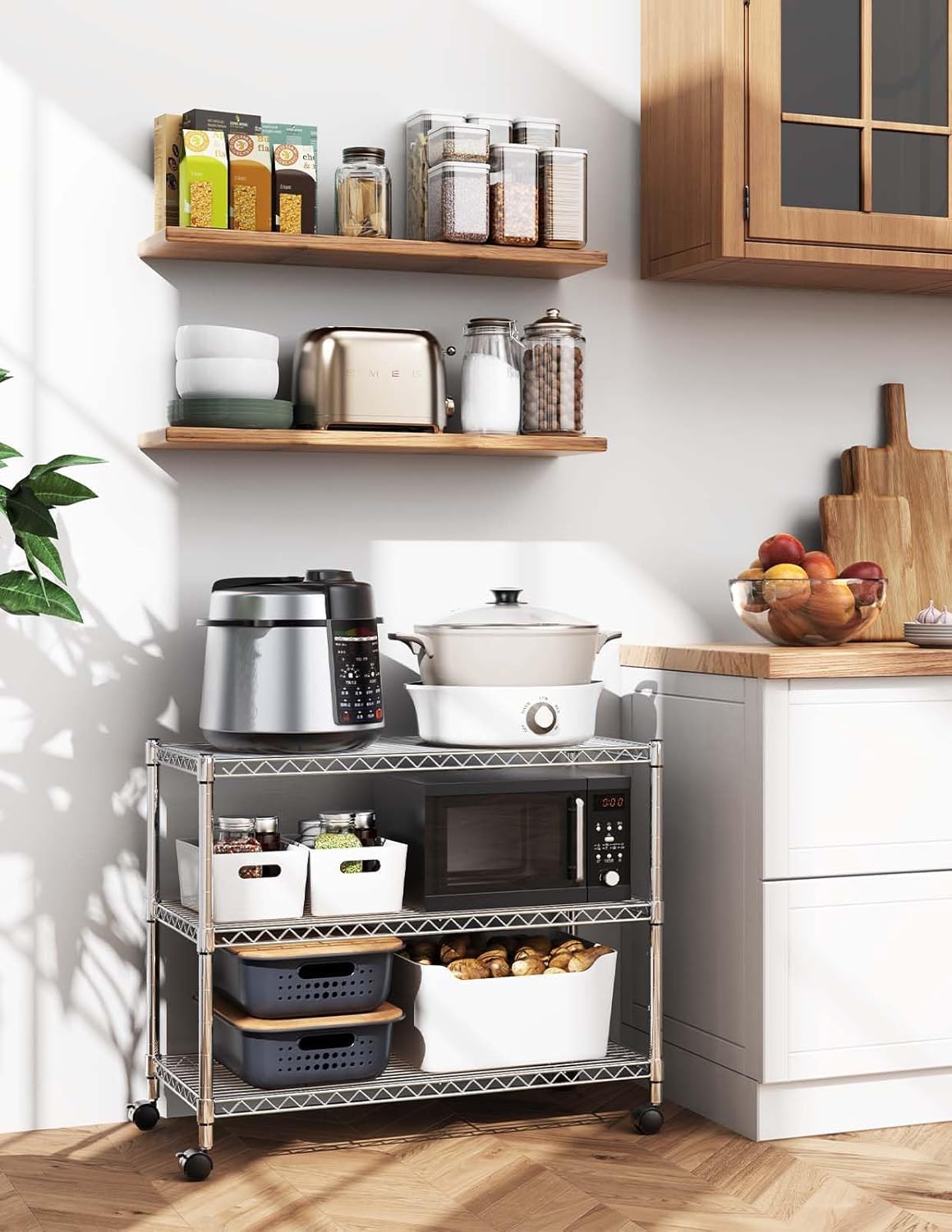 Simple Deluxe 3-Tier Storage Shelves, 750 Lbs Loading Capacity, 24.02" W x 13.78" D x 21.97" H