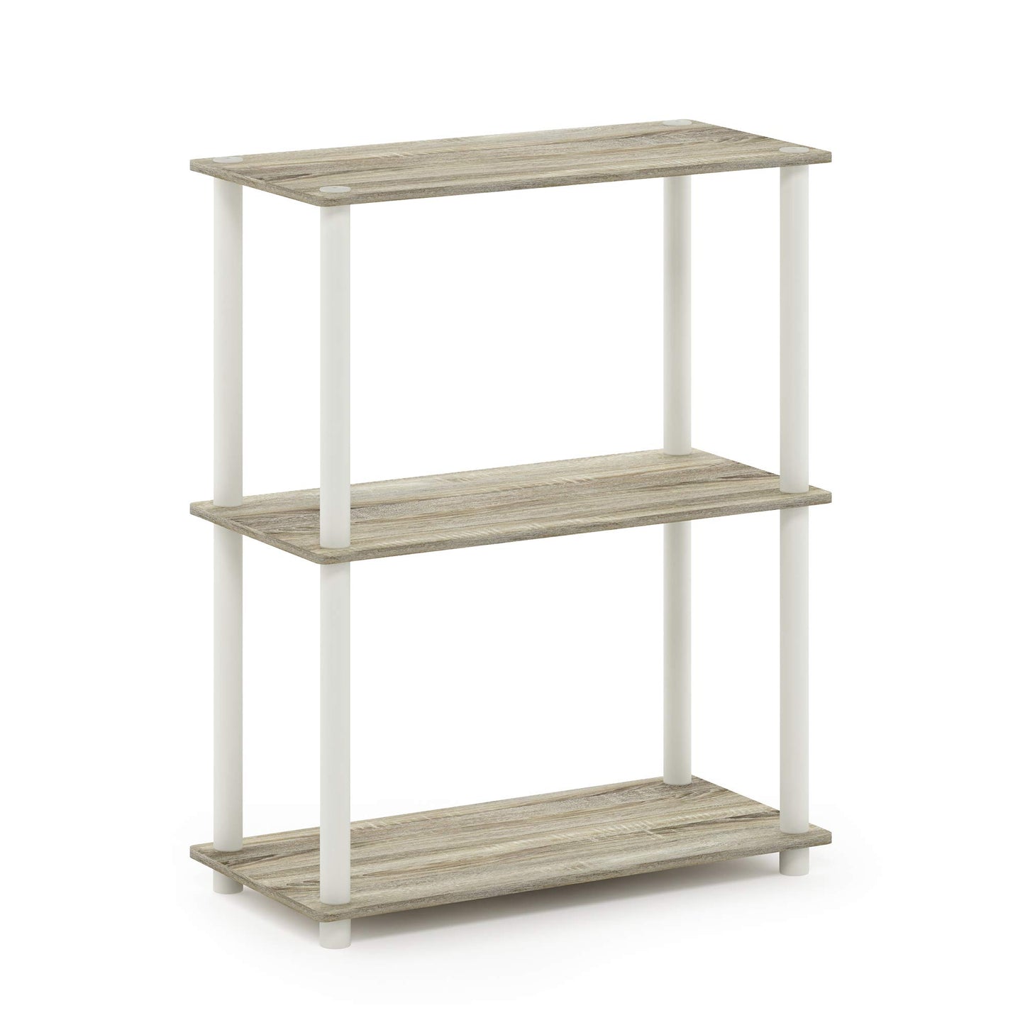 Furinno TURN-N-TUBE Storage Shelves, 3-Tier Book Shelf, Corner Shelf, Toolless Open Shelves, for