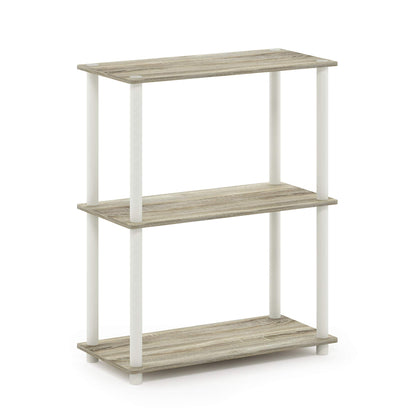 Furinno Turn-N-Tube Storage Shelves, 3-Tier Book Shelf, Corner Shelf, Toolless Open Shelves, for
