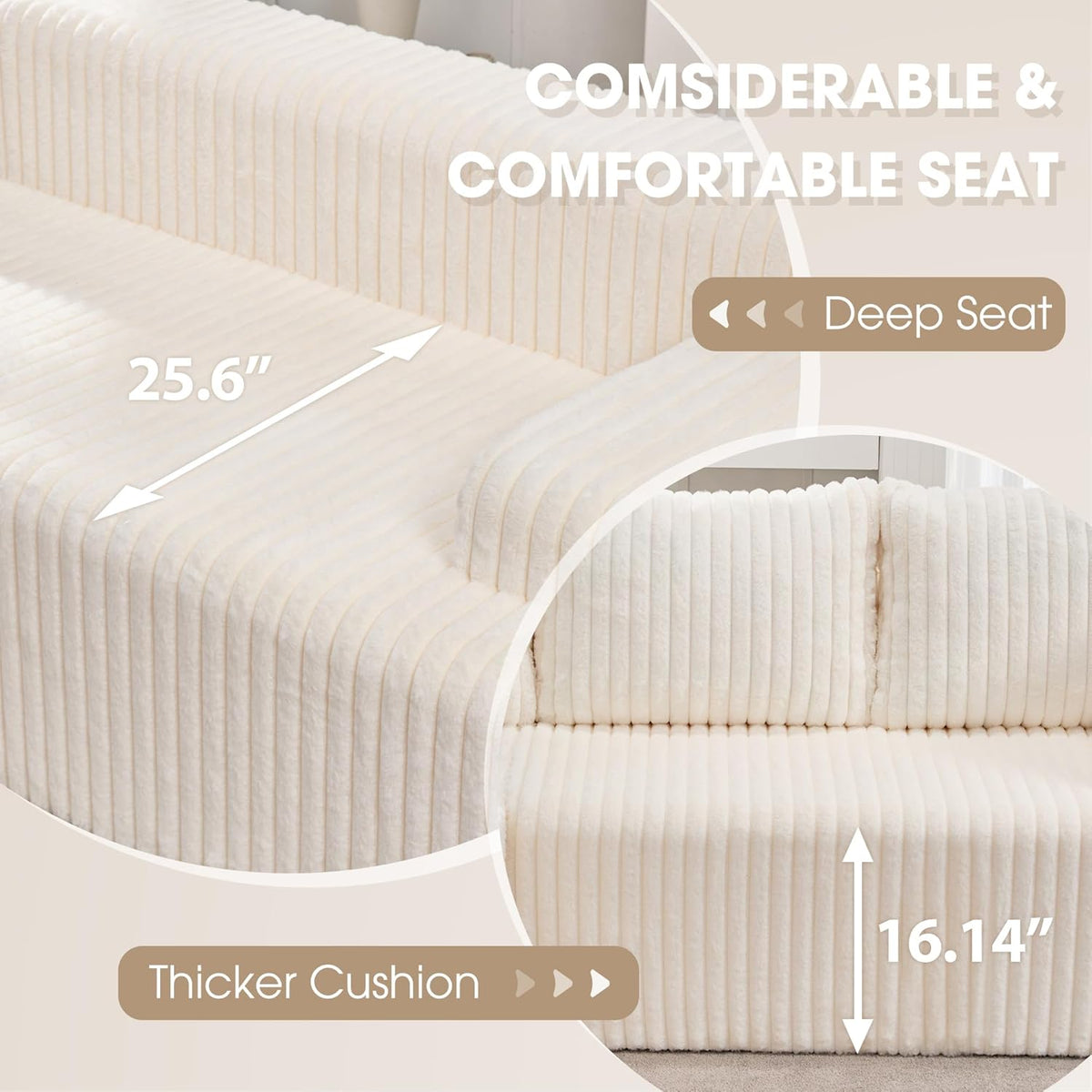 Hobestluk 96“ Modular Sectional Sofa Couches L-Shape Couch 3 Seat Modular Sofa Memory Foam