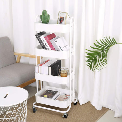 Melody House 4-Tier Metal Mesh Utility Rolling Cart Storage Organizer Shelf Rack with Lockable