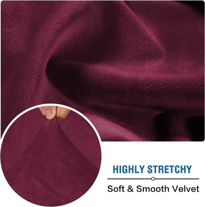 H.VERSAILTEX Velvet Stretch Couch Cushion Cover Plush Cushion Slipcover for Chair Loveseat Sofa