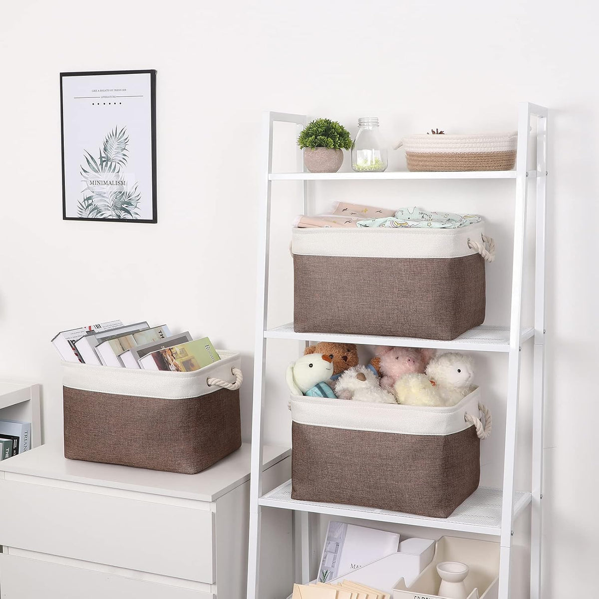 Bidtakay Baskets Fabric Storage Bins for Shelves [3-Pack] Decorative Storage Baskets for Organizing