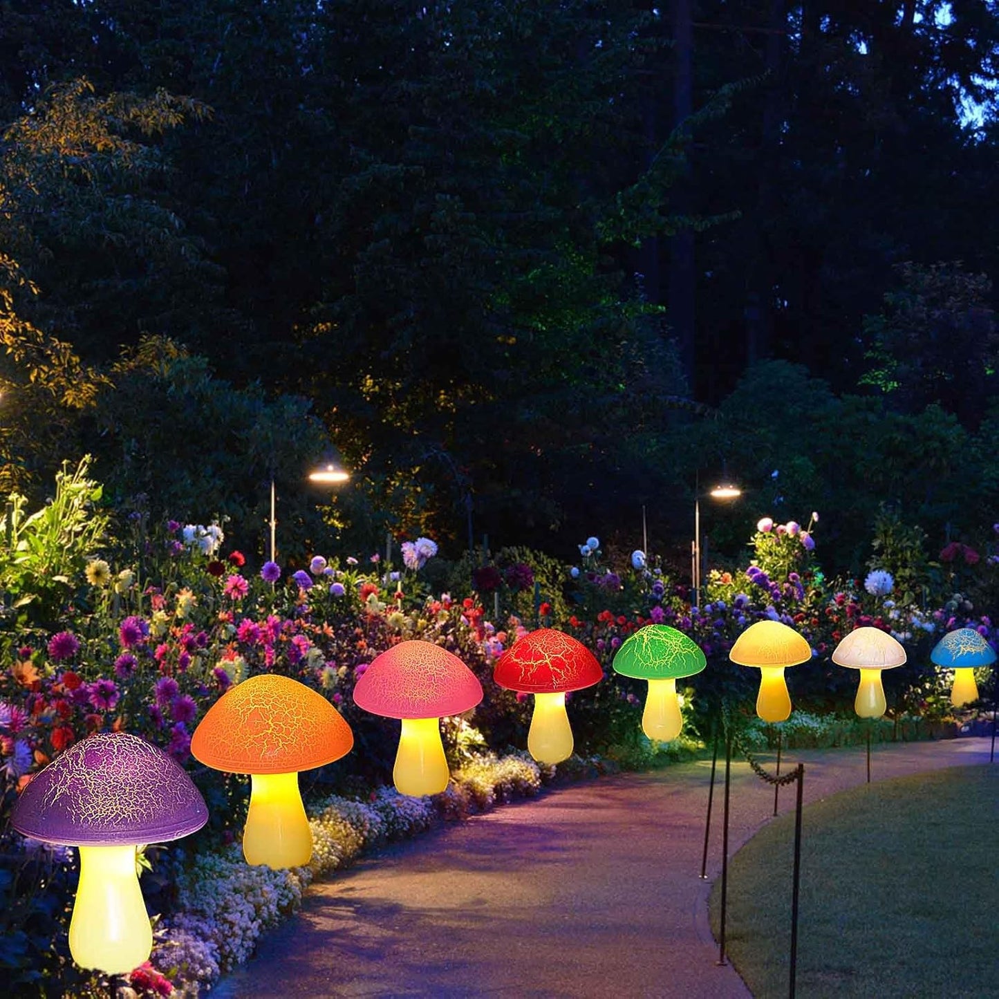 Homeleo 8-Pack Cracked Mushrooms for Garden Decor, Solar Mushroom Lights Outdoor, Super Cute