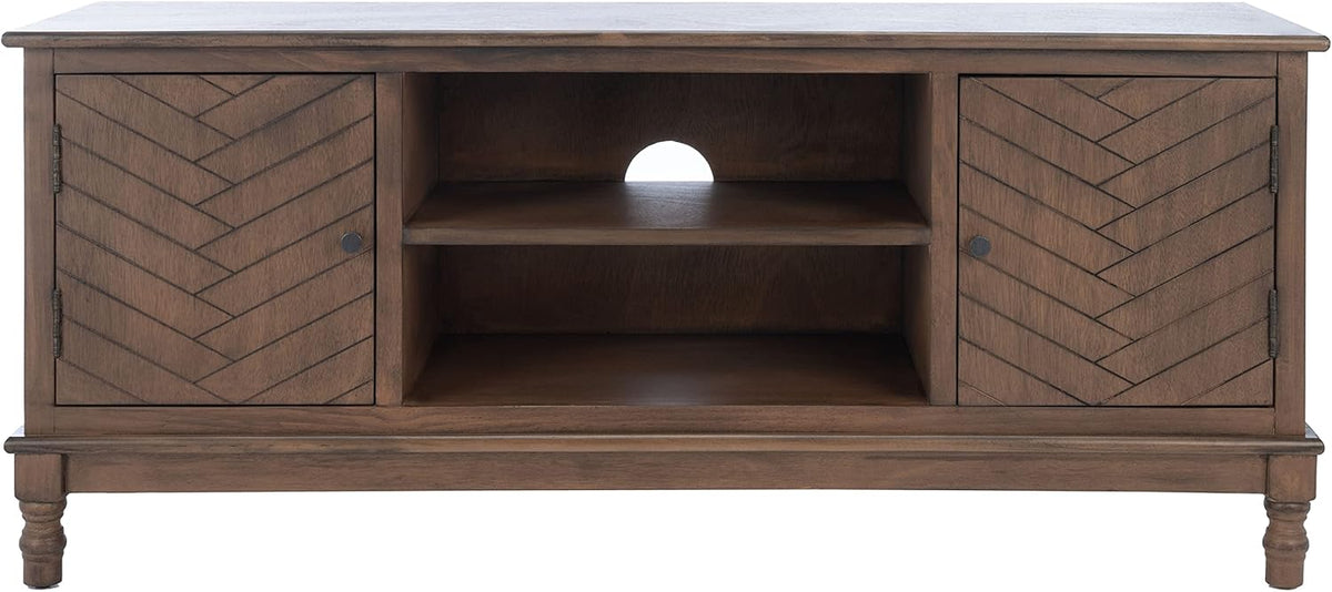SAFAVIEH Magnolia TV Stand for up to 55" Flatscreen – Brown, 2 Doors with Interior Storage, 2 Open