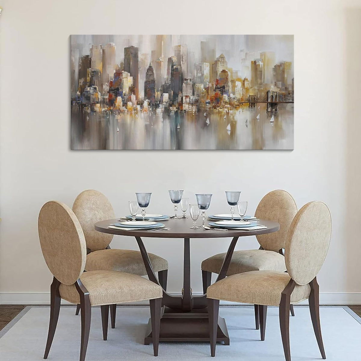 New York City Wall Art - Modern Abstract Wall Art for Living Room, Office & Bedroom Cityscape &