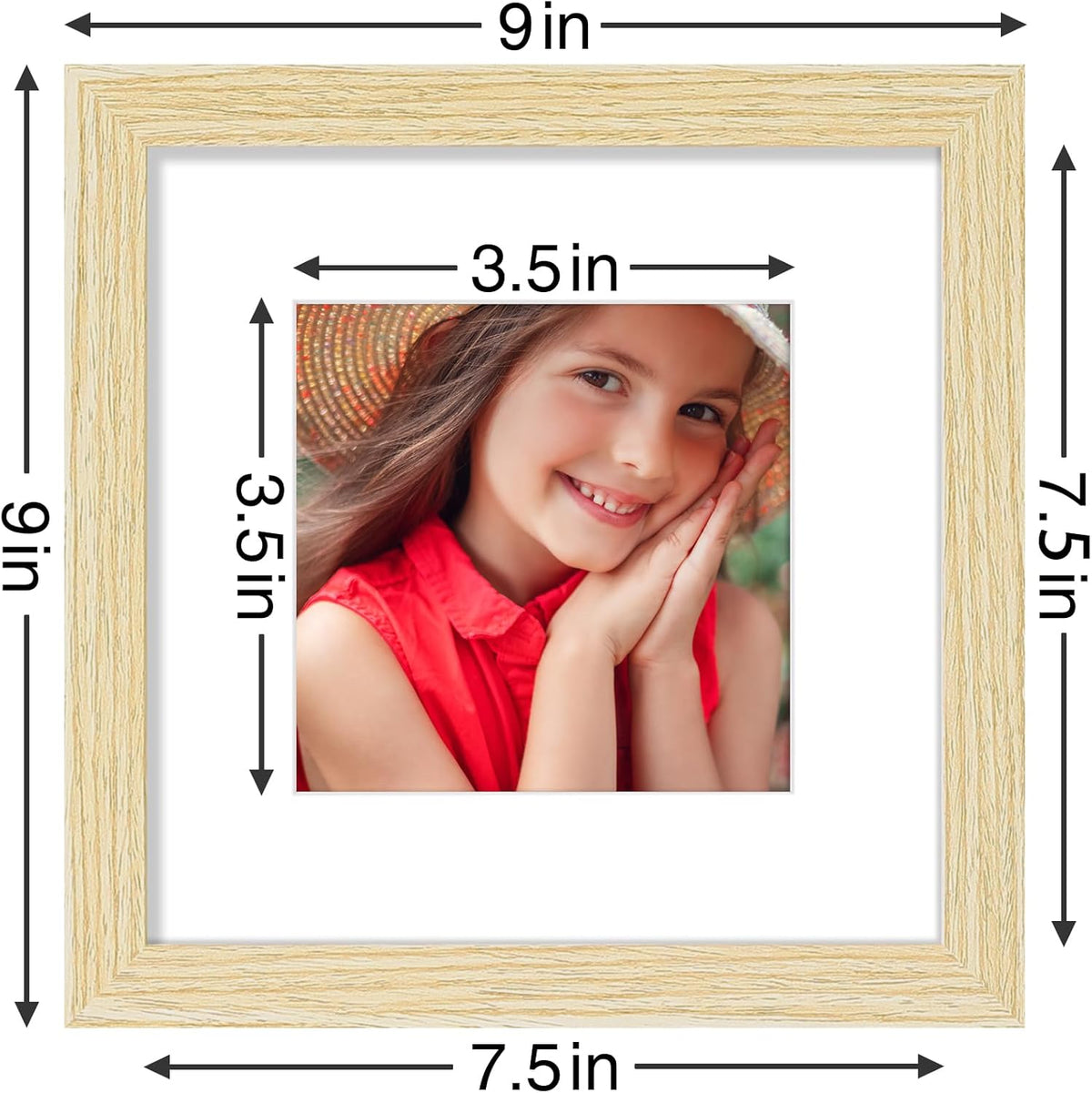 Vittanly 8x8 Picture Frames Set of 9, Shatter Resistant Plexiglass, Display 4x4 Pictures with Mat