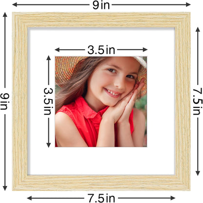 Vittanly 8x8 Picture Frames Set of 9, Shatter Resistant Plexiglass, Display 4x4 Pictures with Mat