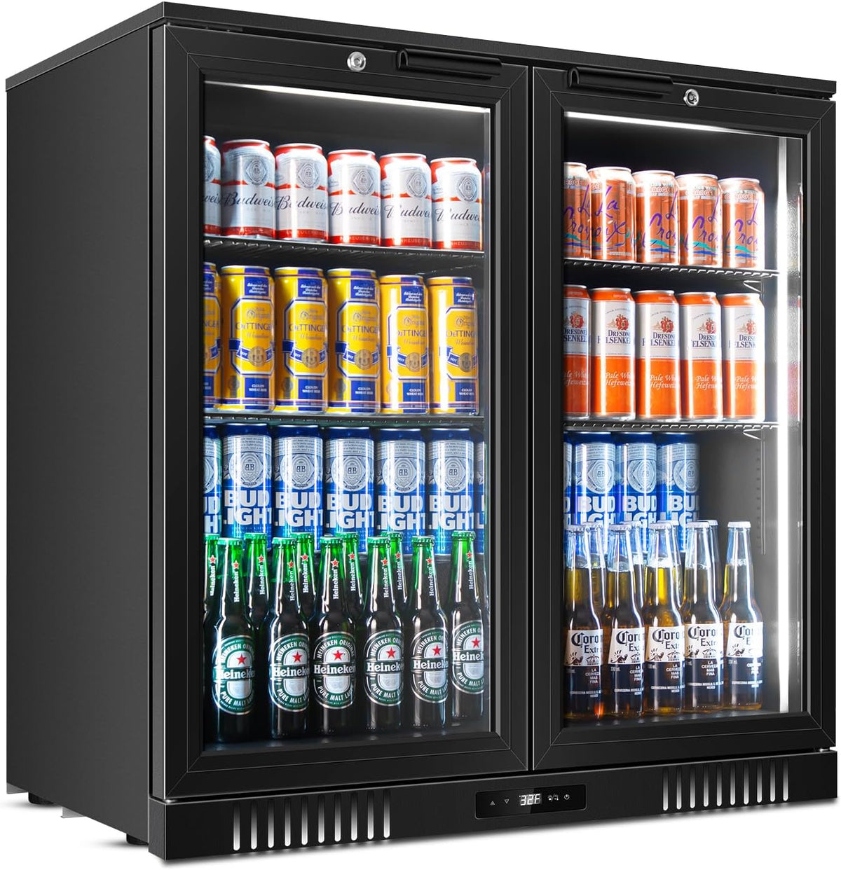 Tylza Back Bar Cooler With 2 Glass Doors, 7.2 Cu.Ft Under Counter Back Bar Refrigerator with LED