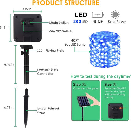 Solar String Lights Outdoor, 2-Pack 144FT 400 LED Solar Christmas Twinkle Lights Outside Waterproof