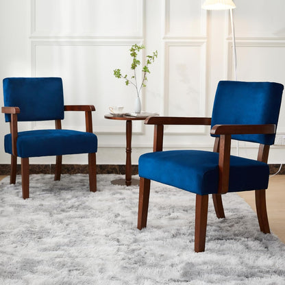 Accent Chair Set of 2 with Table, Living Room Chairs with Velvet Soft Seat & Armrests for Living