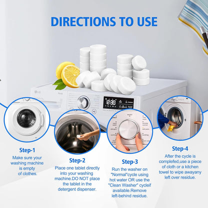USKICH Washing Machine Cleaner Descaler 40 Pack-Deep Cleaning Tablets For HE Front Loader & Top