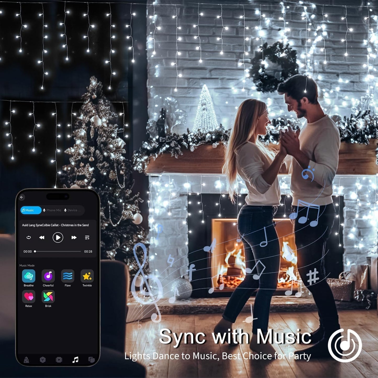 JMEXSUSS 400 LED RGB Icicle Lights - Color Changing, Plug-in for Indoor/Outdoor Christmas