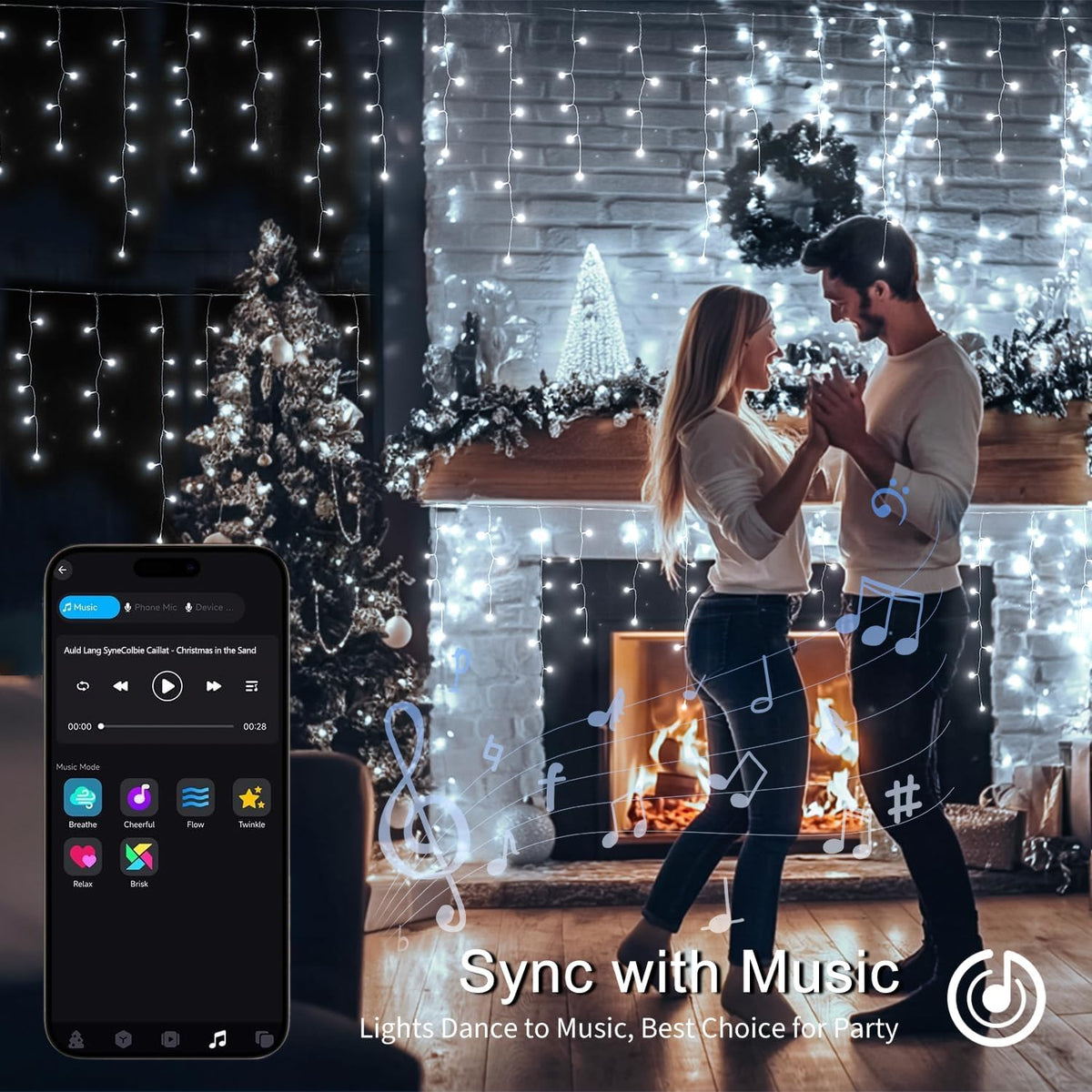 JMEXSUSS 400 LED RGB Icicle Lights - Color Changing, Plug-in for Indoor/Outdoor Christmas