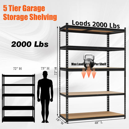 Heavy Duty Garage Shelving Units,5-Tier Adjustable Storage Shelves