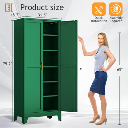 Kitchen Pantry Storage Cabinet with Doors and Adjustable Shelves, Metal ClosetMaid Food Pantry