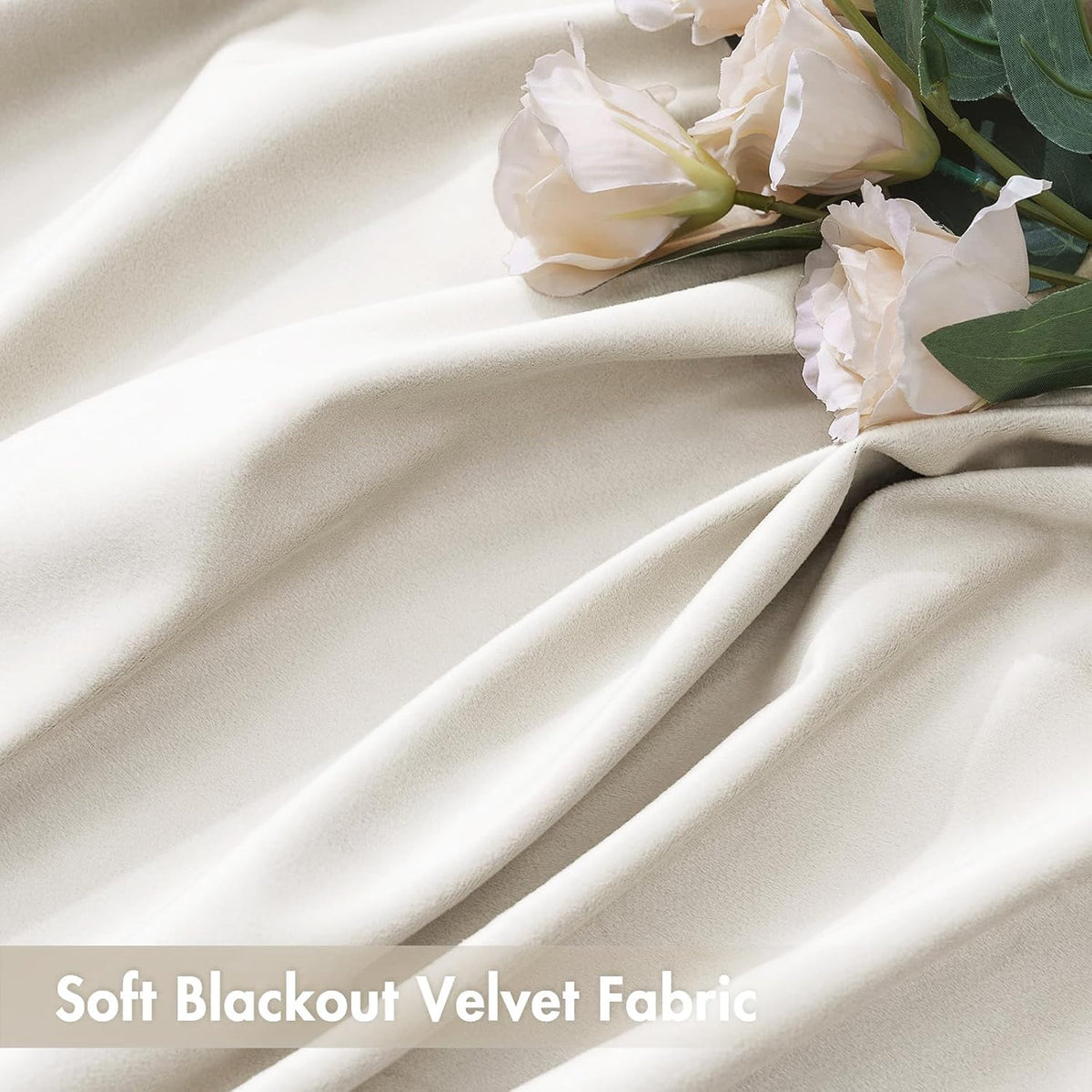 MIULEE Ivory Velvet Curtains Thermal Insulated Blackout Curtain Drapes for Bedroom Living Room
