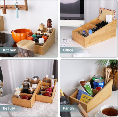 HTB 4-Section Snack Organizer with Removable Dividers for Kitchen, Cabinet, Office, Countertop, 2
