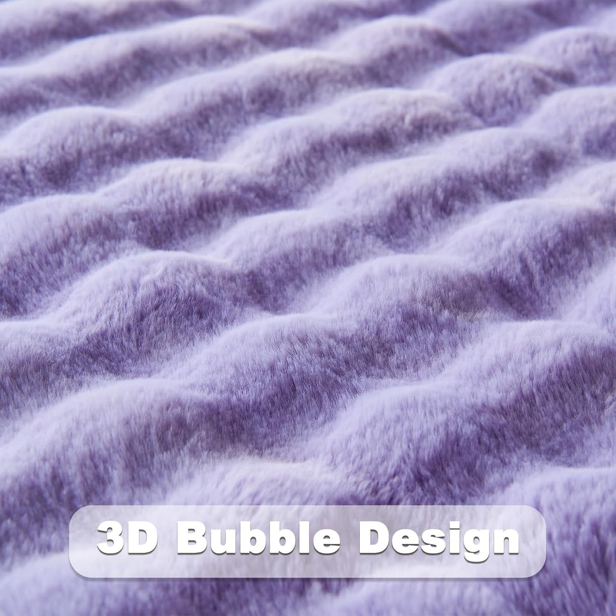 NEWCOSPLAY Faux Fur Throw Blanket Lavender Bubble Blanket Thick Warm Soft for Couch Sofa Bed 550GSM