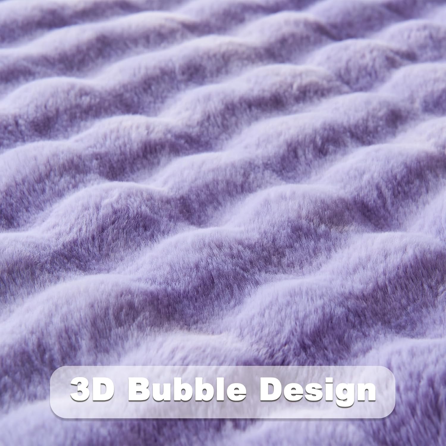 NEWCOSPLAY Faux Fur Twin Blanket Lavender Bubble Blanket Thick Warm Soft for Couch Sofa Bed 550GSM