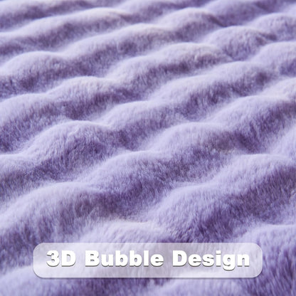 NEWCOSPLAY Faux Fur Twin Blanket Lavender Bubble Blanket Thick Warm Soft for Couch Sofa Bed 550GSM