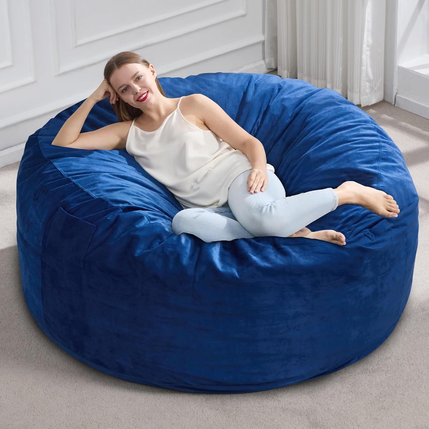 Hobestluk 5FT Bean Bag Chair Giant Bean Bag Chairs for Adults Large Bean Chairs with Removable