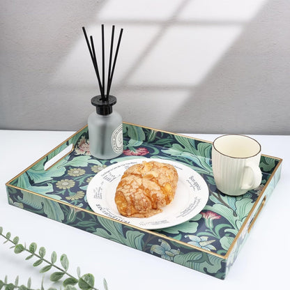 Spsyrine Serving Tray with Handles, Plastic Decorative Tray for Coffee Table, Living Room, Home