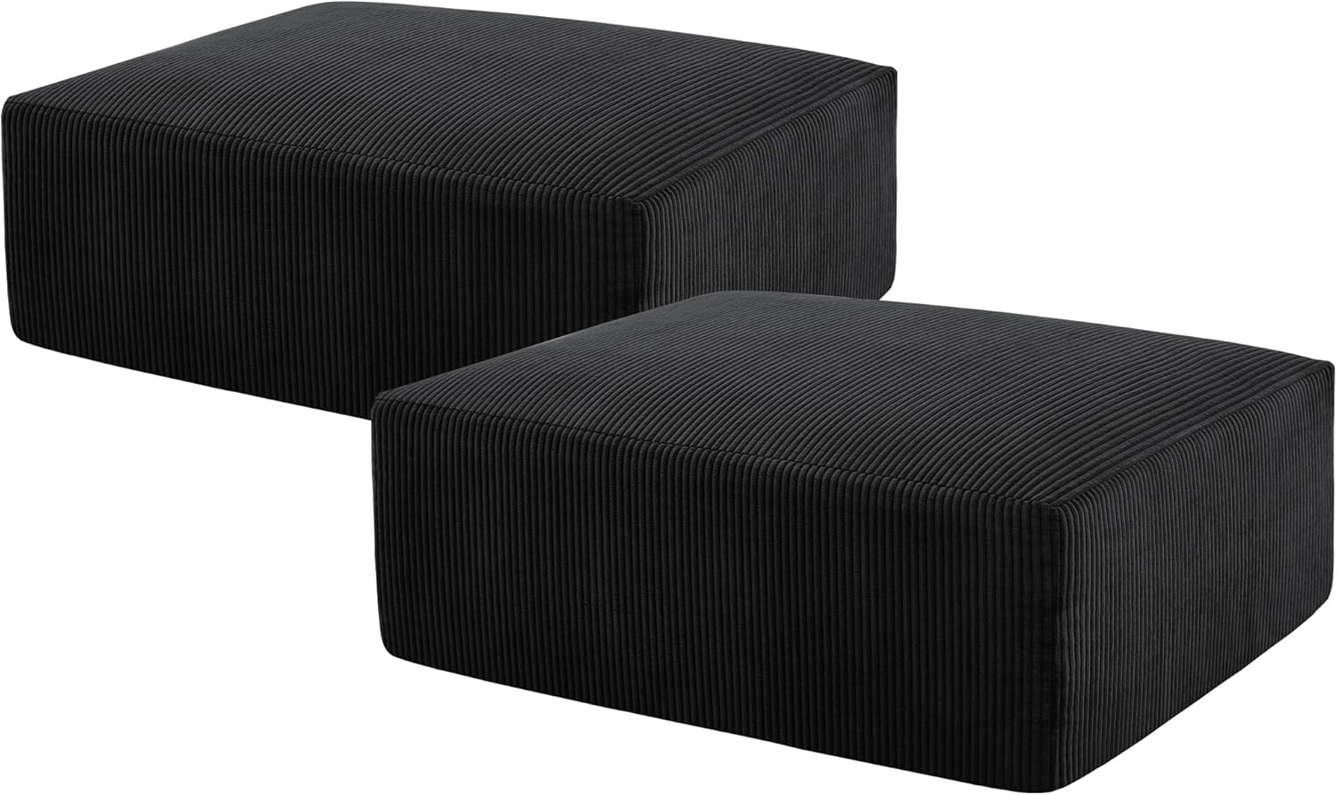 40" Square Stuffed Ottoman Pouf for Sofa Couch, Corduroy Poufs with Foam Chunk Filling, Furry &